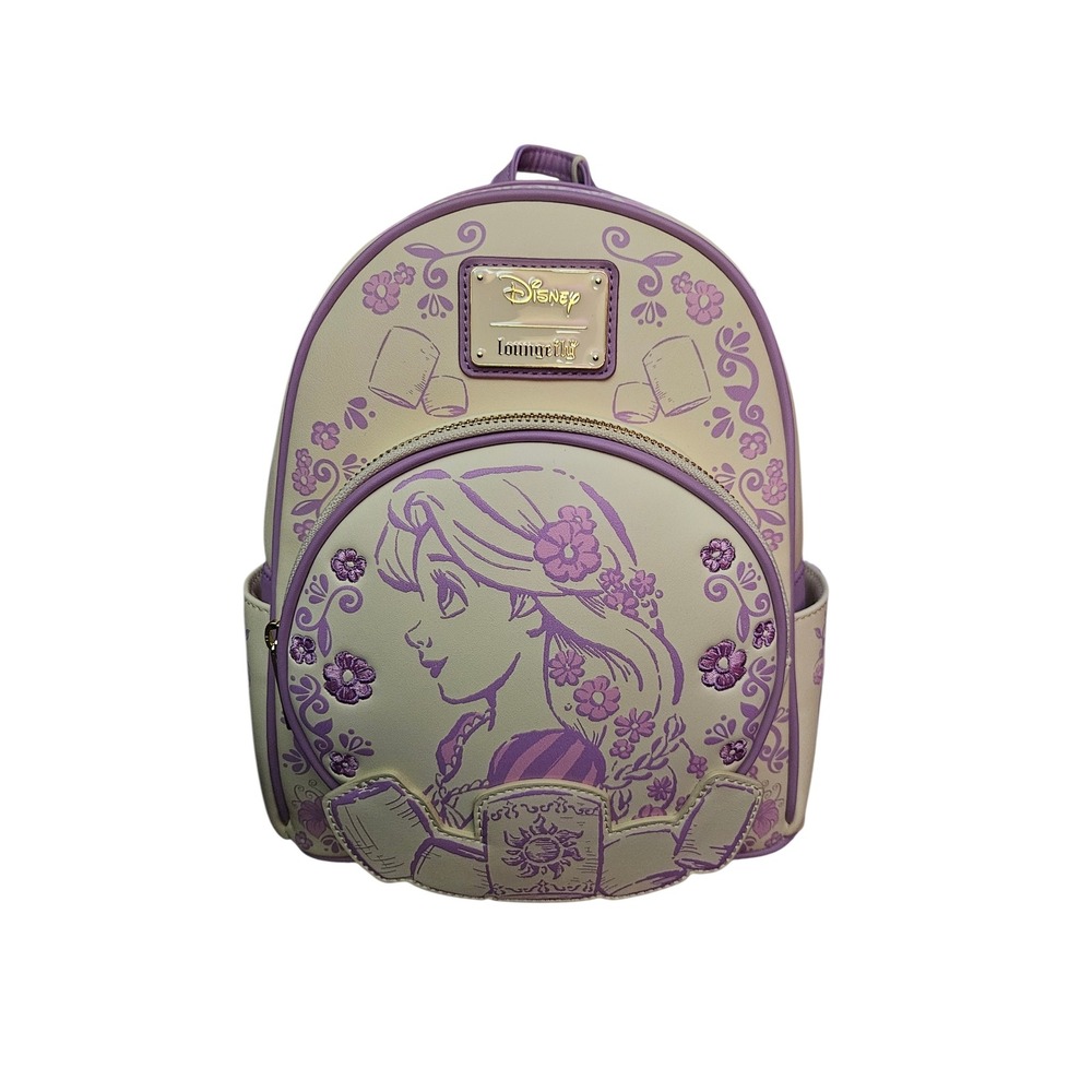 Disney Loungefly Tangled Rapunzel Floating Lanterns Mini Backpack Purple Cream